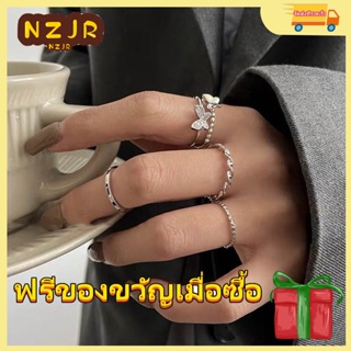 ※NZJR※ แหวนโลหะผสม รูปผีเสื้อ แฟชั่นแฟรี่ สําหรับผู้หญิง 4 ชิ้น ต่อชุด