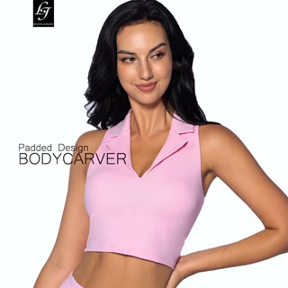 Bodycarver เสื้อครอปท็อปลําลอง ผ้ายืดหยุ่นสูง เหมาะกับการเล่นโยคะ ออกกําลังกาย สําหรับผู้หญิง