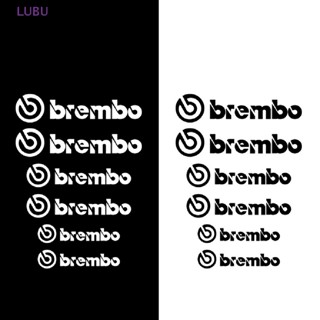 Lubu ใหม่ สติกเกอร์คาลิปเปอร์ สะท้อนแสง ลายตัวอักษร Brembo สําหรับติดตกแต่งรถยนต์ 6 ชิ้น