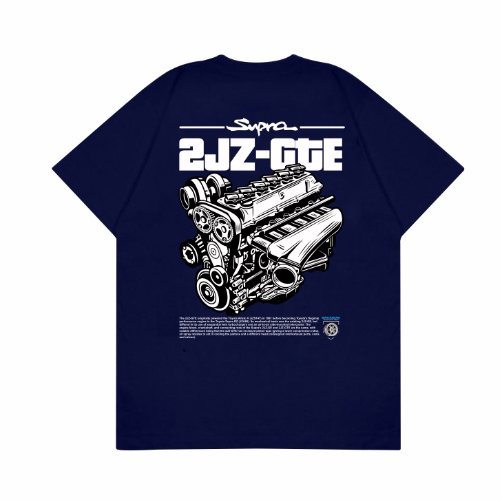 GILAN เสื้อยืด Distro ภาพรถ Unisex Toyota Supra MK4 2JZ-GTE Machine ยานยนต์