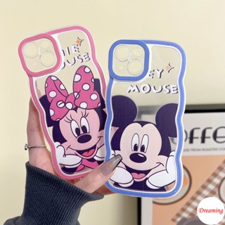 สำหรับ OPPO A76 A96 A93 A55 A54 A53 A33 A31 A16K A16E A16 A15 A15S A5 A9 2020 A7 A5S AX7 F9 Reno 4F เคสนิ่มลายหยักสไตล์ลวดลายหยักสีดำเมาส์สีชมพู