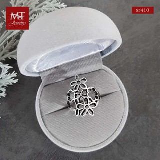 MT แหวนเงินแท้ รูปดอกไม้ งานรมดำ ไซส์: 52, 60 Solid 925 Sterling Silver Flower (sr410) MT Jewelry มณีธารา