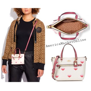 กระเป๋าหนัง COACH/ Mini Gallery Crossbody Bag Stripe Heart Print Leather Handbag CA793