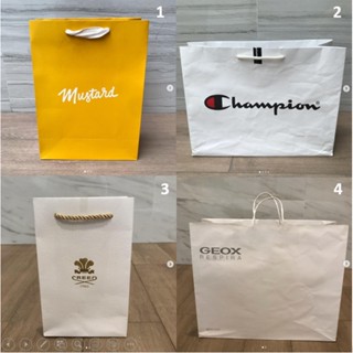 ถุงกระดาษ ถุง แบรนด์ Mustard , Champion , GEOX  ของแท้ ถุงรองเท้า ถุงน้ำหอม สภาพใหม่ ถุงใส่ของ สภาพสวย