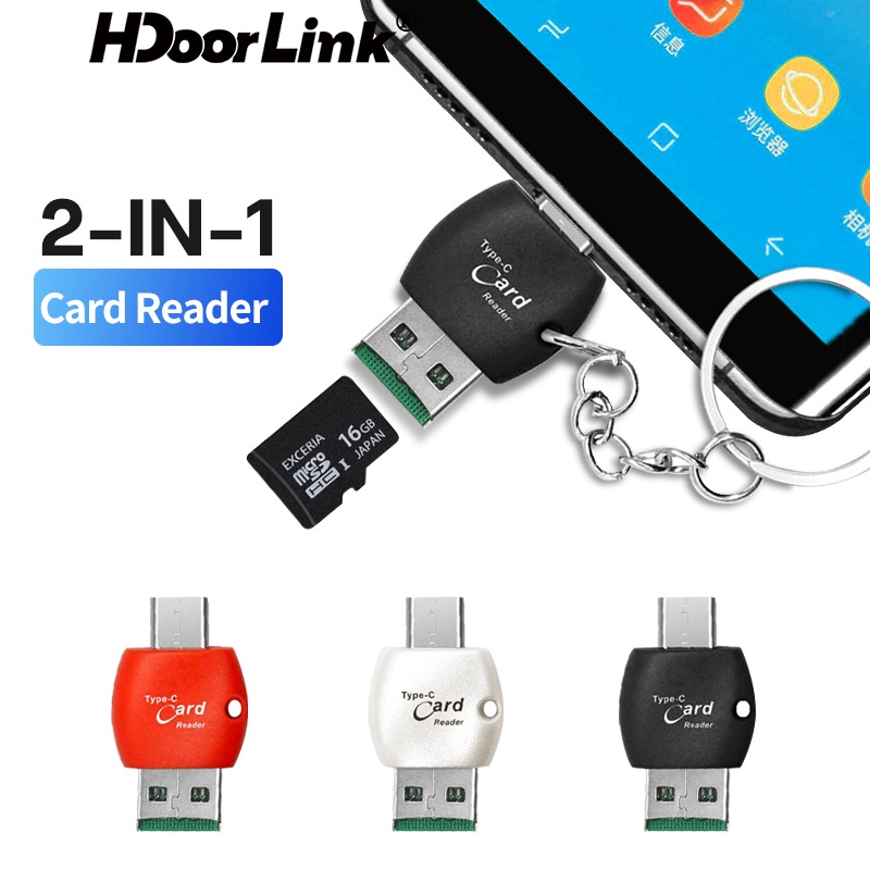 อะแดปเตอร์การ์ดรีดเดอร์ Hdoorlink 2 In 1 Usb C Tf Card Reader Universal Type - C Otg ความเร็วสูง Usb 2 . 0 สําหรับแล็ปท็อปพีซีโทรศัพท์มือถือ