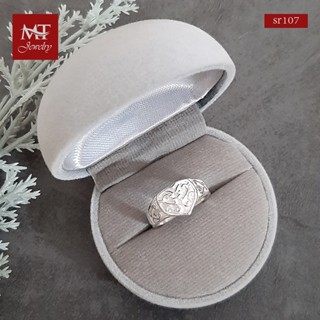 MT แหวนเงินแท้ รูปหัวใจ สลักลาย ไซส์: 52 Solid 925 Sterling Silver Ring (sr107) MT Jewelry มณีธารา