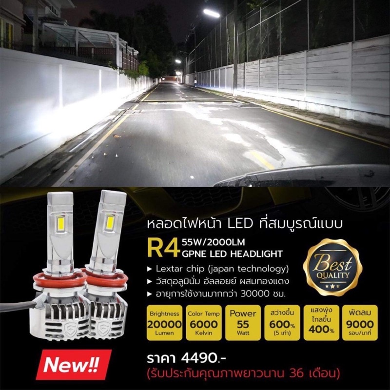 🔥🔥 หลอดไฟหน้า LED GPNE รุ่น R4💡ประกัน 36เดือน📌