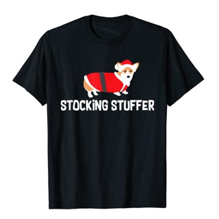 เสื้อยืดน่ารักๆ คริสต์มาส Corgi T-Shirt_ ถุงน่อง Stuffer วันหยุดของขวัญยอดนิยมเสื้อยืดกลุ่ม Rife ผู้ชายท็อปส์ซูเสื้อ Har