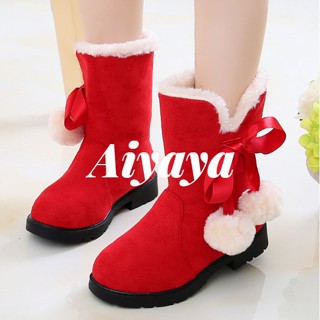 Aiyaya รองเท้าบูทเด็ก รองเท้าเด็กผู้หญิงแฟชั่น น่ารักหวานสไตล์ 3 สี（425）