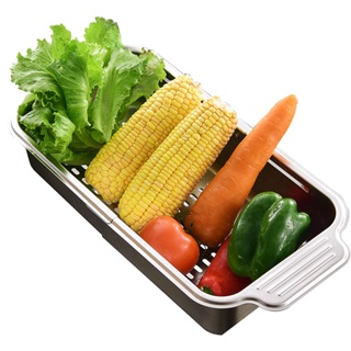 Stainless Steel Retractable Drain Basket Kitchen Gadgets Creativity Tableware Dryer Washing Vegetables Fruit Basin Filte