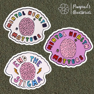 ʕ •ᴥ•ʔ ✿ พร้อมส่ง : เข็มกลัดเซ็ทสมองและสุขภาพจิต | "END THE STIGMA" Brain &amp; Mental Health Enamel Brooch Pin Set.