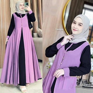 - Raisa Maxy Gamis Muslim Maxi Women Matt Tille Babydoll Polos Basic Premium Fit To XL l Dress Casual Daily