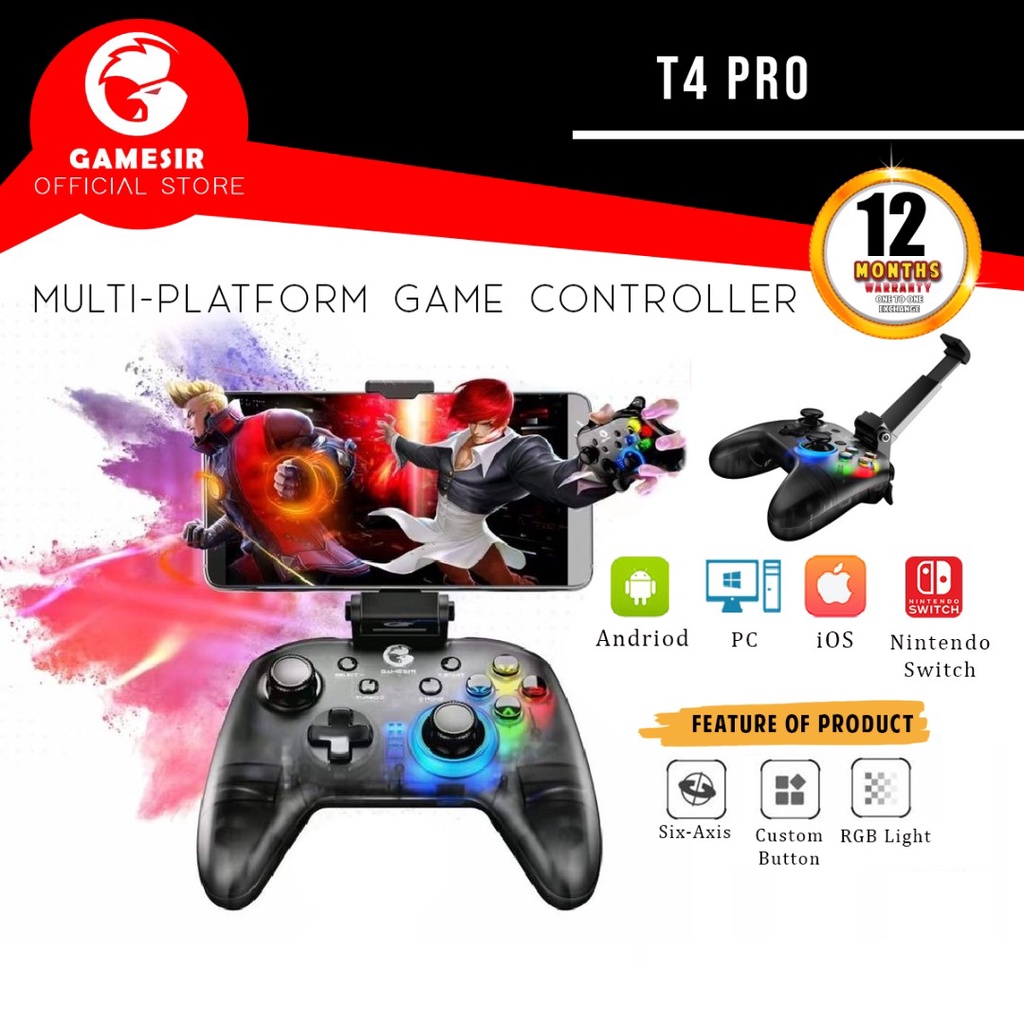 Gamesir T4 Pro ตัวควบคุมเกมบลูทูธเกมแพดไร้สาย Nintendo PC Android Window 7 / 8 /10 /11