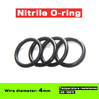 Nitrile แหวนยางซีลน้ํามัน โอริง สีดํา เส้นผ่าศูนย์กลาง 4 มม. เส้นผ่าศูนย์กลางนอก 16-100 มม. NBR ทนต่อการสึกหรอ อุปกรณ์เสริมวาล์ว