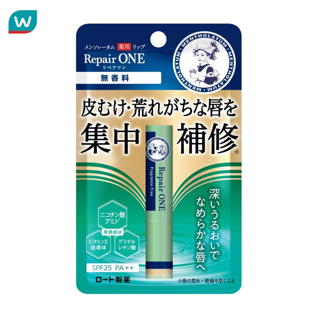 เมนโทลาทั่มลิปรีแพร์วันปราศจากน้ำหอม 2.3ก Mentholatum Lip Repair One Fragrance Free 2.3g. [4987241189021 ]