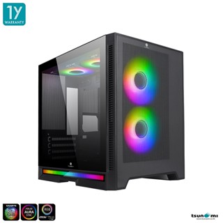 เคสคอมพิวเตอร์ Tsunami Mirage 1000 Tempered Glass M-ATX Gaming Case with 1264 12cm ARGB Cooling Fan X4