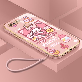 เคสโทรศัพท์ซิลิโคน แบบนิ่ม ลายการ์ตูนเมโลดี้ ป้องกันเลนส์กล้อง พร้อมสายคล้อง สําหรับ OPPO A12S A12E A12 A5 A5S A3S A7 AX7 A7X AX5 AX5S A11 A9 2020 F9 Pro