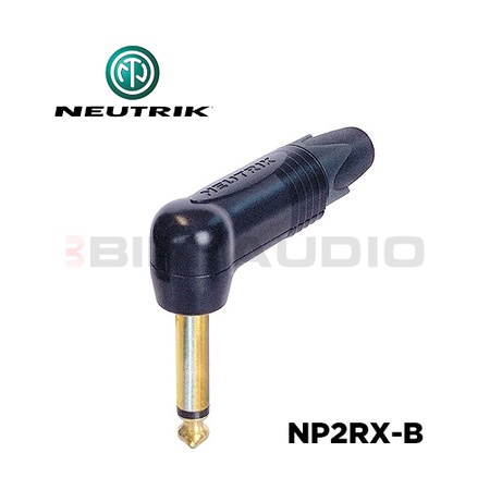 Neutrik NP2RX-B Professional Right-Angle 1/4" TS Mono Phone Plug, หน้าสัมผัสสีทอง, เปลือกสีดํา Origi