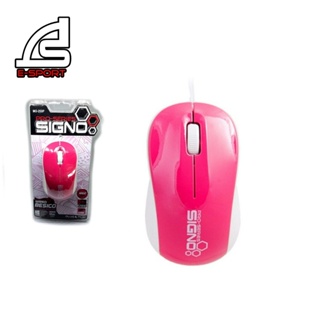 SIGNO เม้าส์ รุ่น MO-250 (สีชมพู) WIRED BESICO OPTICAL MOUSE รับประกันศูนย์1ปี