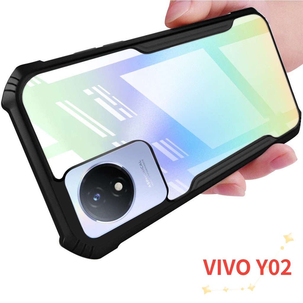 เคสโทรศัพท์มือถือ PC TPU อะคริลิคใส กันกระแทก สําหรับ VIVO Y02 Y02A Y02T Y03 VIVOY02 A T 4G Y 02 S Y02S 2022 VIVOY03 2024