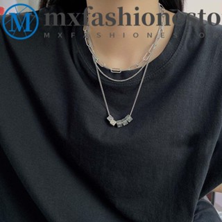 Mxfashione สร้อยคอคู่รัก บุคลิกภาพ สําหรับผู้หญิง ผู้ชาย หน้ายิ้ม หลายชั้น คนรัก ของขวัญ ลูกบาศก์ จี้ สร้อยคอผู้ชาย