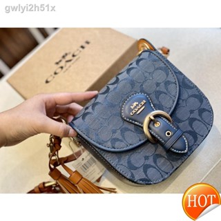 ∋☎▪【Free Shipping】Cowhide  Kleo 17 saddle bag classic old flower retro fashion casual shoulder messenger bag womens bag