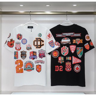 Dsquared2 เสื้อยืดแขนสั้น ผ้าฝ้าย พิมพ์ลาย แฟชั่นสําหรับผู้ชาย และผู้หญิง