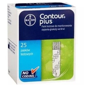 แผ่นตรวจน้ำตาล Contour Plus 25 Test พร้อมเข็มเจาะ 25 ตัว