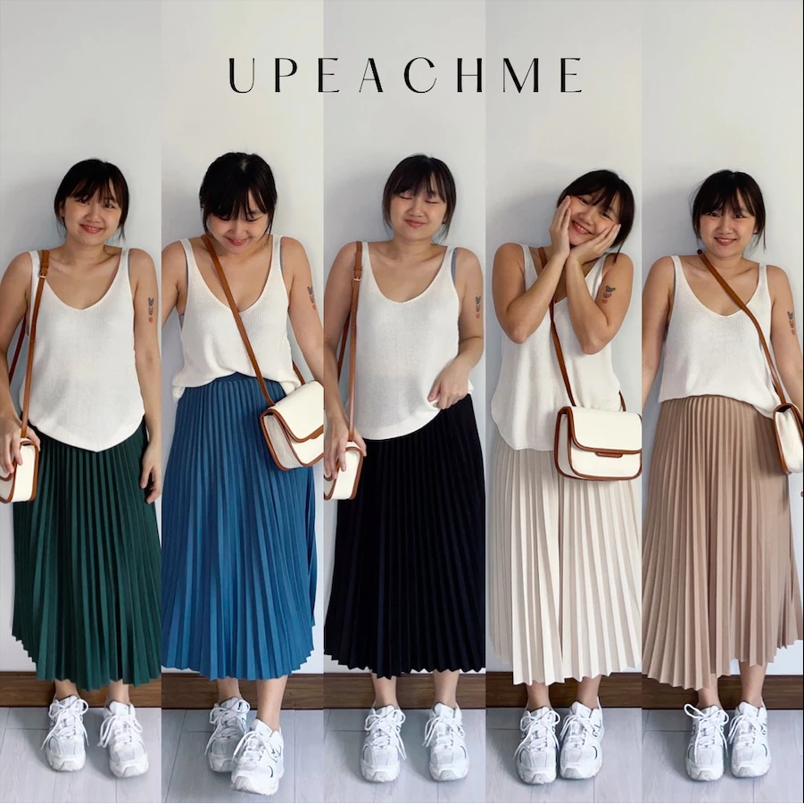 upeachme(A5678) Super Pleated Skirt [เอว24-40"] กระโปรงพลีทยาว กระโปรงอัดพลีทจีบแน่น กระโปรงพลีทผ้าหนาไม่โปร่งแสง