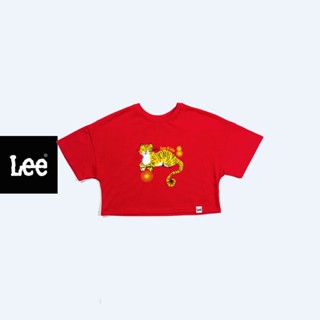 LEE KIDS แท้ 100%  ขายชน shop เสื้อยืดแขนสั้น เด็กผู้หญิง ทรงปกติ CROP FIT รุ่น LK K2021001 สีแดง