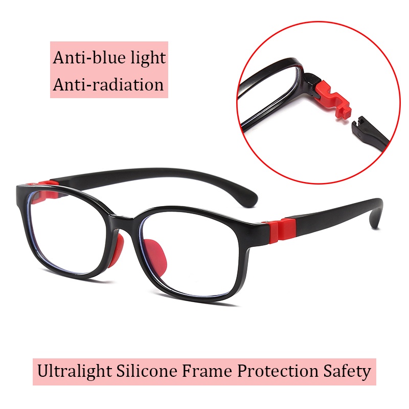 แว่นตาแฟชั่น กรอบซิลิโคน ป้องกันแสงสีฟ้า ป้องกันรังสี สําหรับเด็ก