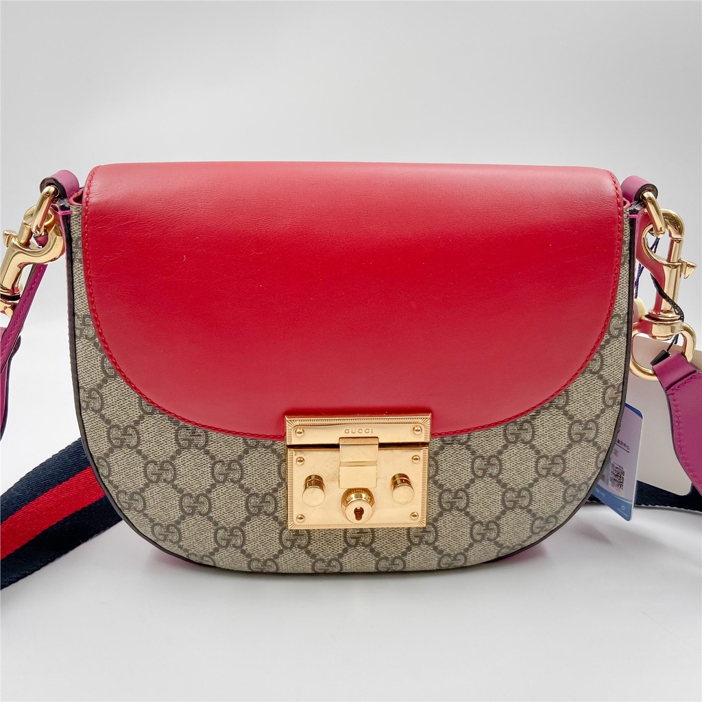 GUCCI Gucci padlock saddle red flip presbyopia single shoulder Messenger bag