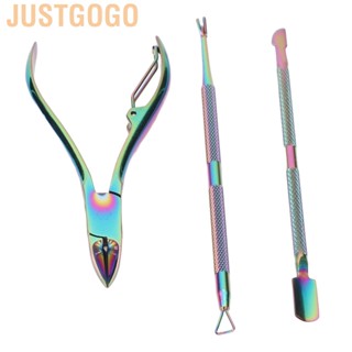 Justgogo 3 Pcs Cuticle Remover Tools With Pusher Cutter Trimmer