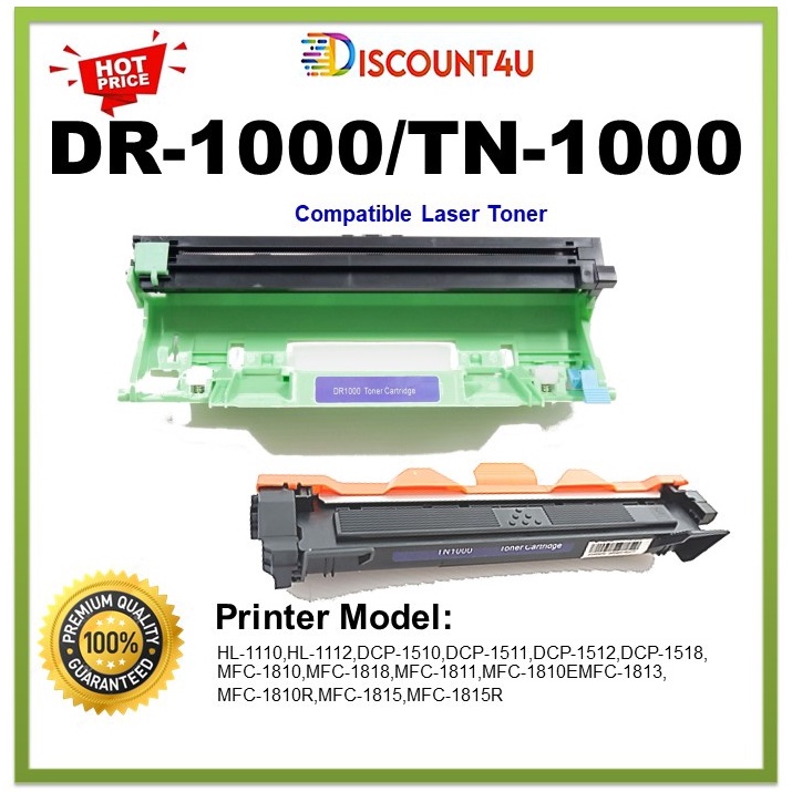 Discount4U สินค้าพร้อมใช้งานในกล่องเดียว ** Drum + Toner ** TN-1000+DR1000  เพราะเราลดให้คุณถูกกว่าใ