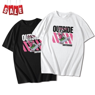 เสื้อยืดแขนสั้นคอกลม Cotton 100% สกรีนลาย OUTSIDE SKATE