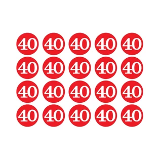 สติ๊กเกอร์ตัวเลข ระบุตัวเลข สติกเกอร์เลข (ตัวเลข20,25,30,35,40) ขนาด 4x4ซม. สีแดงเลขขาว 1แผ่น 20ดวง รหัส [E-061]