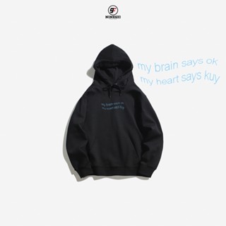 9FEB hoodies ลาย mybrainฟ้า (ลายปัก) ฮู้ดดี้ เสื้อกันหนาว