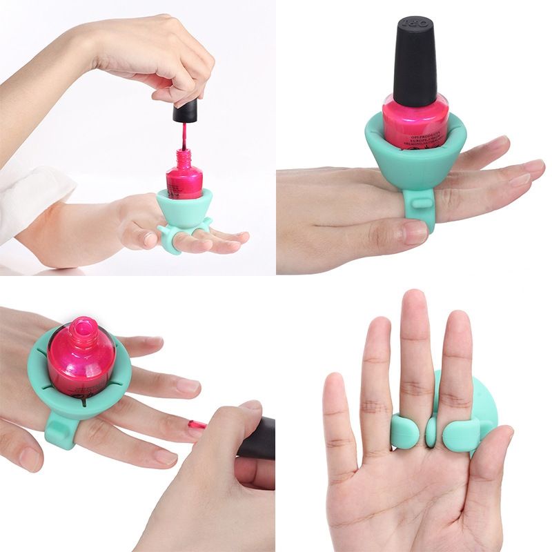 แหวนซิลิโคนใส่ขวดยาทาเล็บSilicone Wearable Nail Polish Holders Shopee