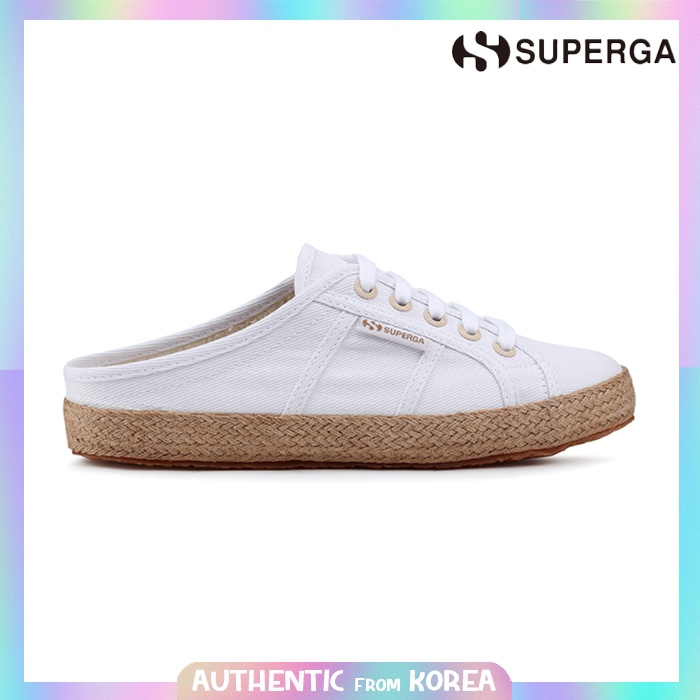 SUPERGA 2402 COTU Espadu Mule รองเท้าผ้าใบผู้หญิงสีขาว