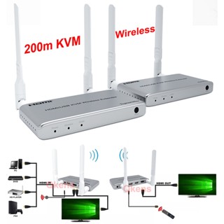 ตัวรับส่งสัญญาณ HDMI USB KVM ไร้สาย 200 ม. 1080P หน้าจอลูปมิเรอร์ สําหรับกล้อง PS4 PS5 แล็ปท็อป พีซี เป็นจอทีวี