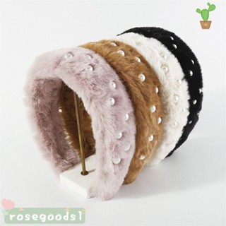 Rosegoods1 ที่คาดผมขนมิงค์ สีพื้น แฟชั่นผู้หญิง แฟชั่น กันลื่น ที่คาดผม