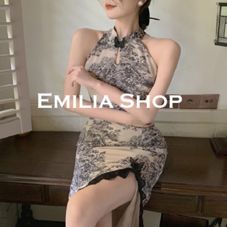 EMILIA SHOP กี่เพ้าตรุษจีน cheongsam ชุดเดรสกี่เพ้า เสื้อผ้าสไตล์จีน ชุดกี่เพ้าหญิง A22M0AC