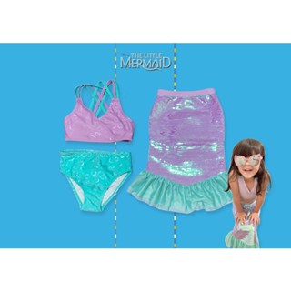 ✅ [2-3Y] Disney Princess The little Mermaid 3 Pcs Swimming Costume ชุดว่ายน้ำเจ้าหญิงแอเรียล 3 ชิ้น