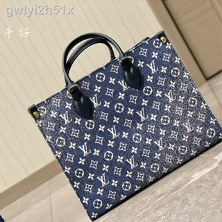 ┇▦▲[Hot sale]L*****v denim Womens Bags Onthego large  Shopping Bag handbag tote bag