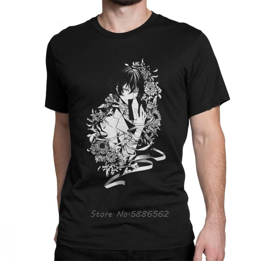 Dazai Bungo Stray Dogs T เสื้อผู้ชายผ้าฝ้ายสนุกเสื้อยืด O-คอ Chuuya Bungo อะนิเมะ Bsd มังงะ Osamu เส
