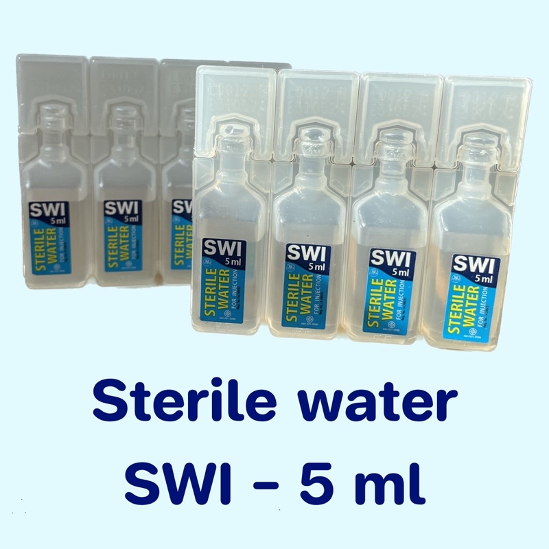 SWI 5 ml น้ำกลั่น ใหม่ ปราศจากเชื้อ sterile water แบ่งขาย ขนาด 5ml พร้อมส่ง