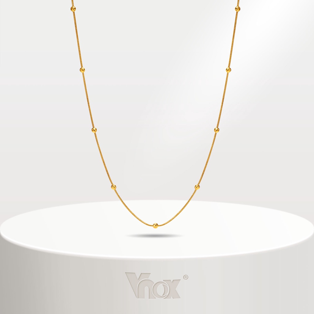 Vnox สร้อยคอโซ่งู เหล็ก ทรงกลม สีทอง สไตล์มินิมอล สําหรับผู้หญิง