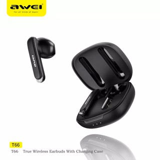 หูฟังบลูทูธ Awei รุ่น T66 ENC บลูทูธ5.3 TWS หูฟังไร้สาย IPX6 กันน้ำ หูฟังสเตอริโอ หูฟังลดเสียงรบกวน ไมโครโฟน HD คู่