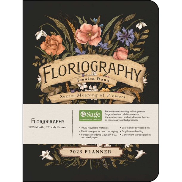 Floriography 12Month 2023 Monthly/Weekly Planner Calendar Secret