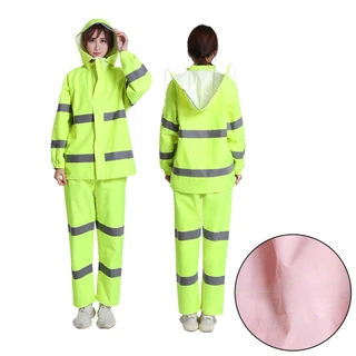 Raincoat Suit พร้อมส่ง ชุดกันฝนหนา เสื้อกางเกง มีแถบสะท้อนแสง หมวกติดเสื้อ สีเขียว กันฝนขี่รถมอเตอร์ไซค์